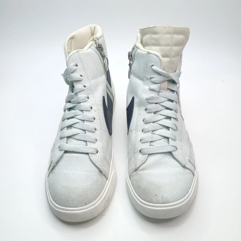 Nike Blazer Mid Rebel Light Blue Canvas High Top Sneakers BQ4022-401 Womens 7